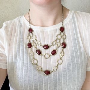 Gold and Maroon Layered Necklace